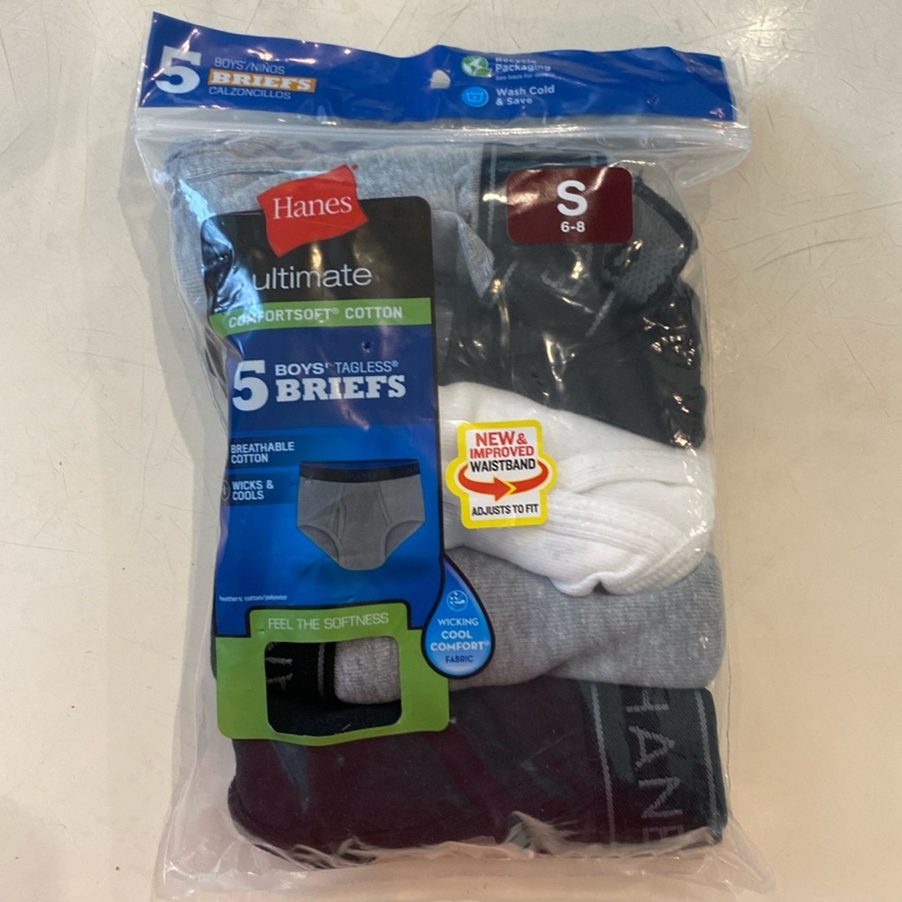 Hanes Boy’s Briefs. 5 Tagless Briefs. Comfortsoft Cotton. Wicks & Cools